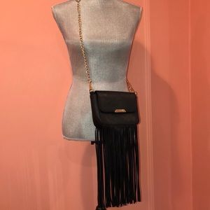 Black mini bag with fringe